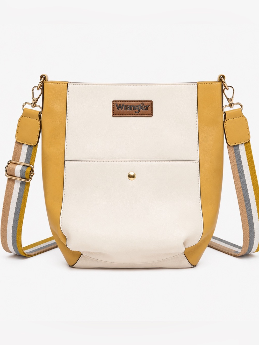 Wrangler Montana West Mustard Cream Crossbody Bucket Bag Western BNWT